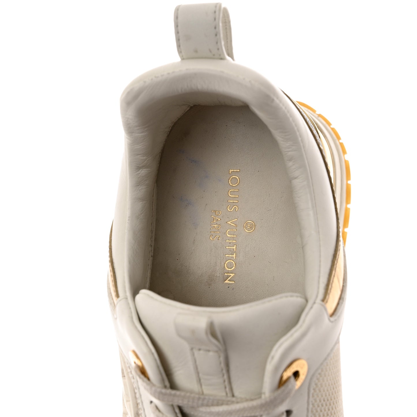 Calfskin Monogram Embellished Run Away Sneakers 36 White