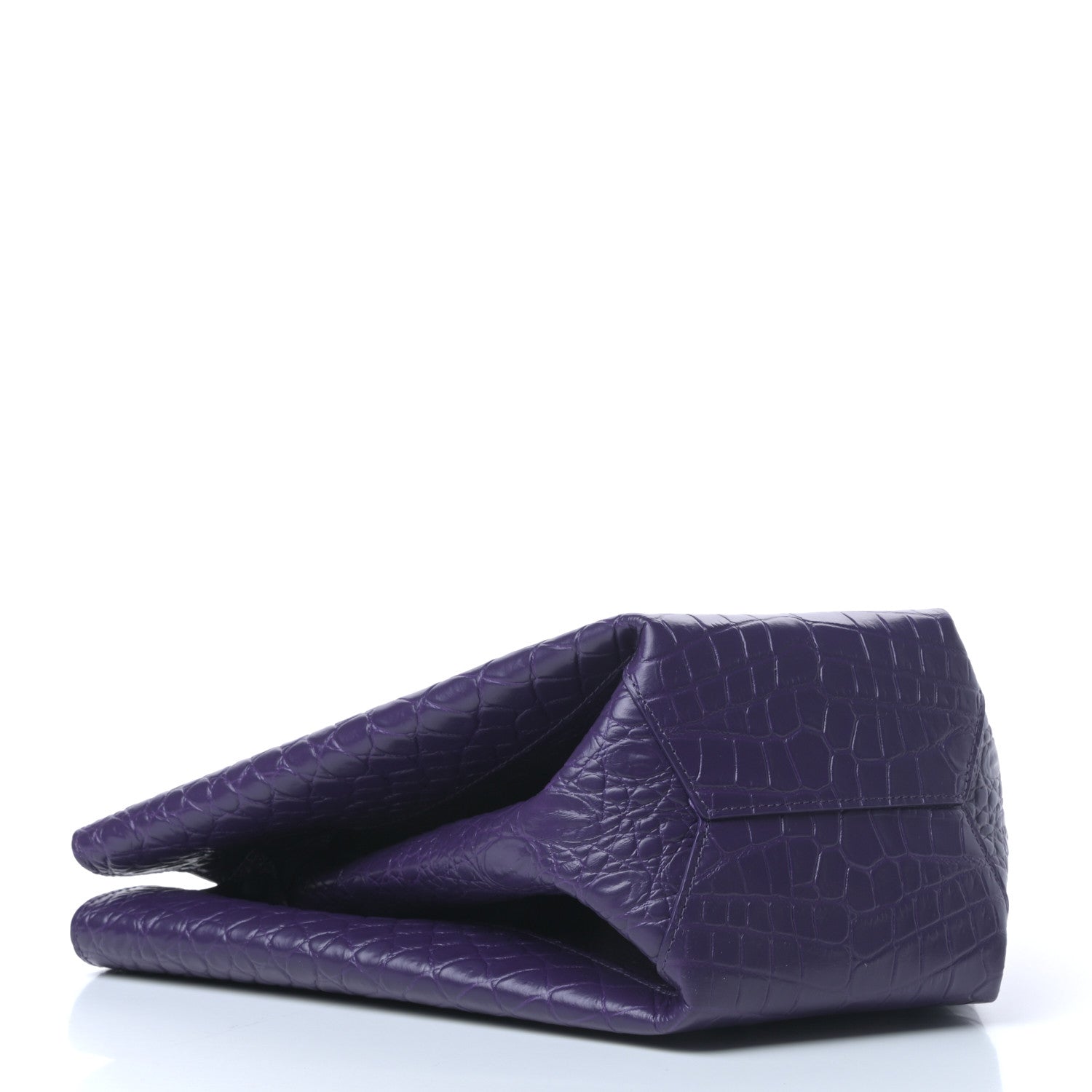 Bottega Veneta Calfskin Crocodile Embossed Doll Top Handle Bag Purple 4 of 9