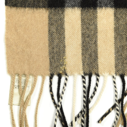 Burberry Cashmere Giant Check Fringe Scarf Camel 4 of 6