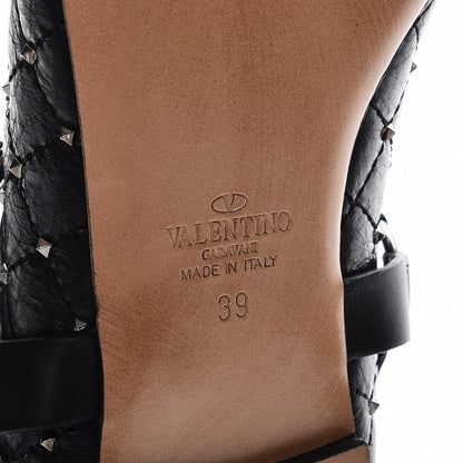 Valentino Garavani Crackled Lambskin Rockstud Spike Captoe Ballerina Flats 39 Black 6 of 9