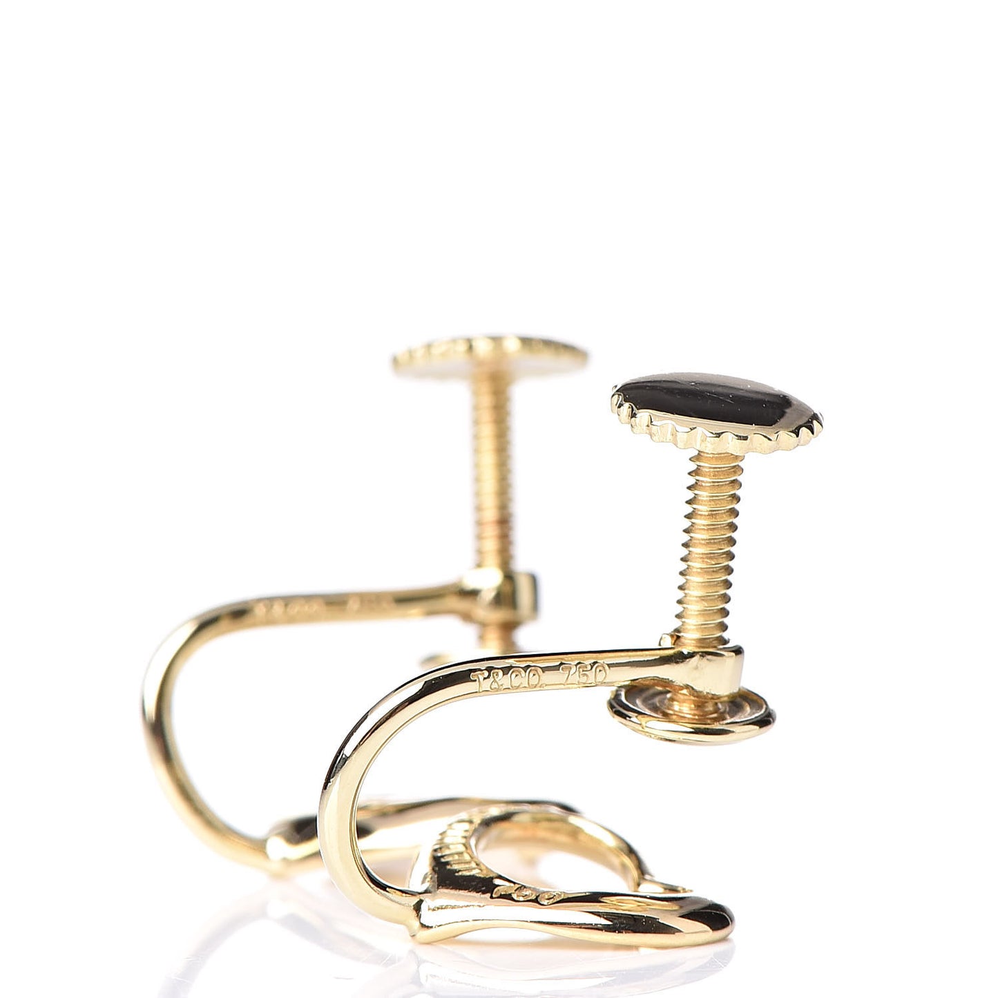 18K Yellow Gold Open Heart Screw Back Earrings
