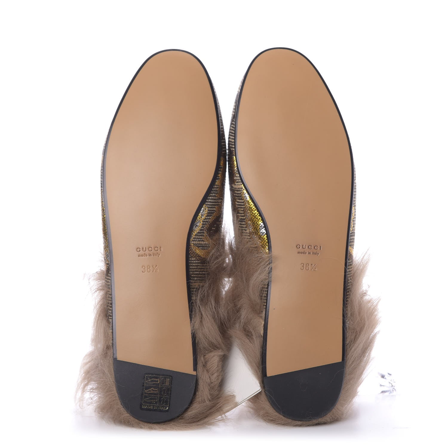 Gucci Brocade Fur Womens Princetown Slippers 38.5 Brown 6 of 10
