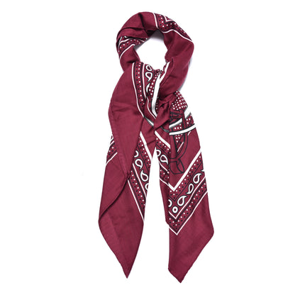 Hermes Silk Cashmere Grand Manege Bandana Shawl 140 Bordeaux White Black 3 of 6