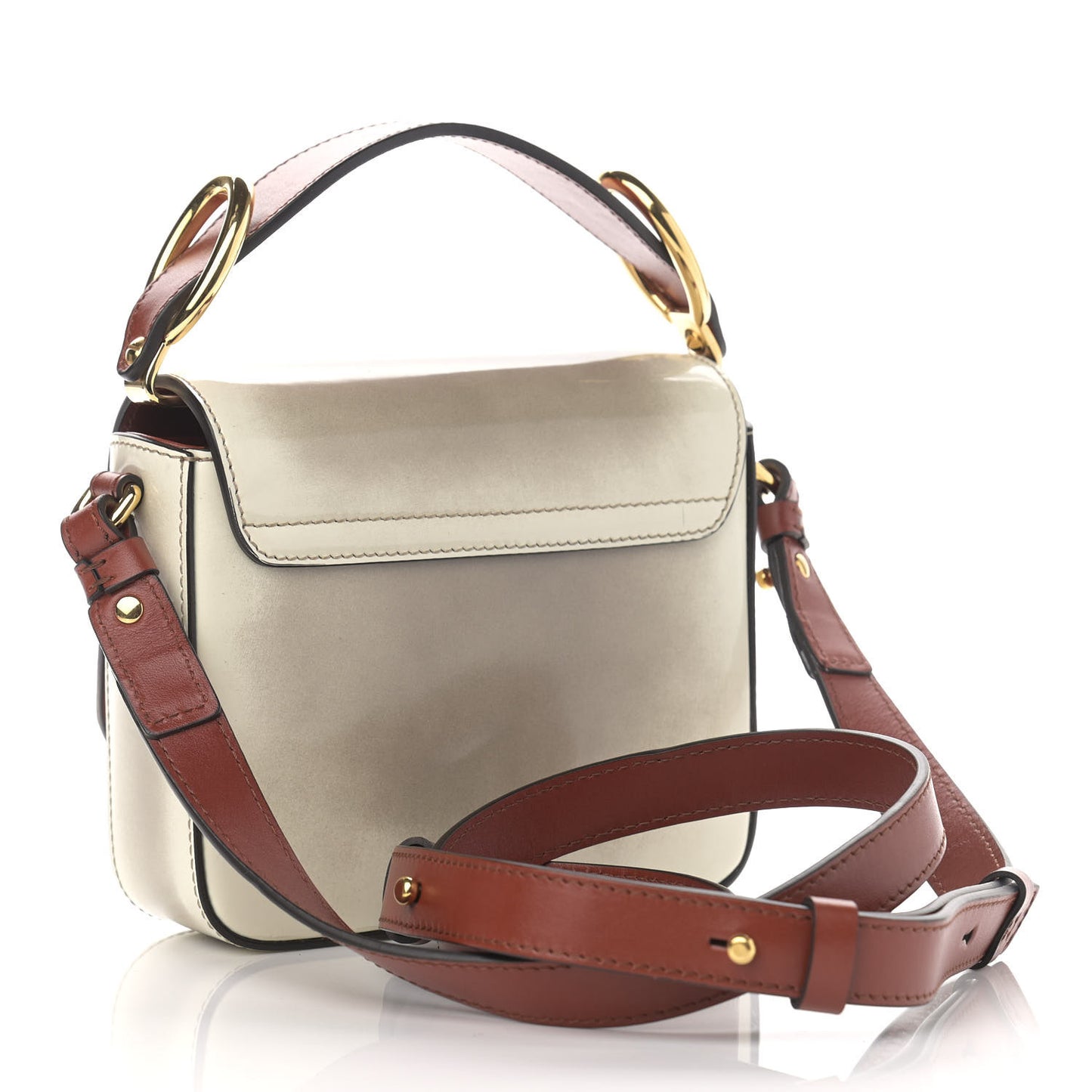 Shaded Glossy Calfskin Lizard Embossed Mini C Double Carry Grey