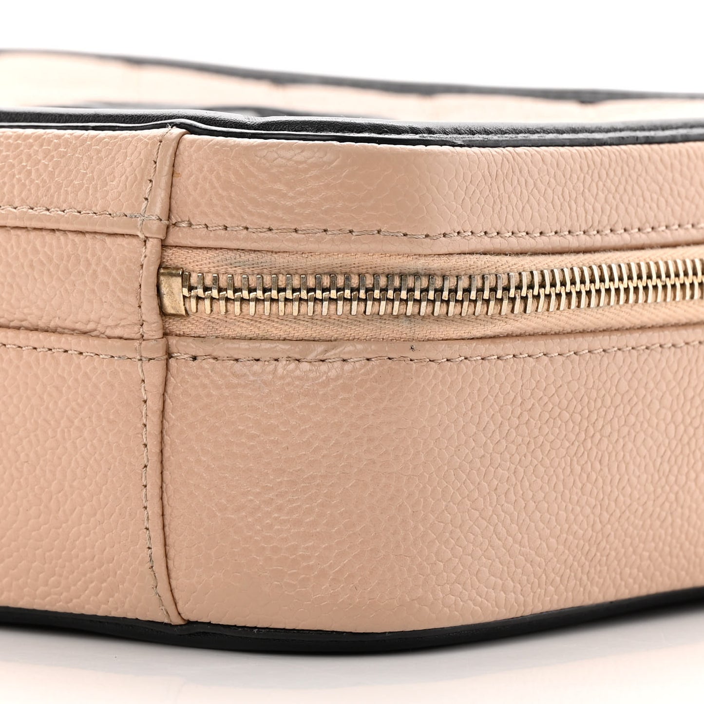 Caviar Quilted Medium CC Filigree Vanity Case Beige Black