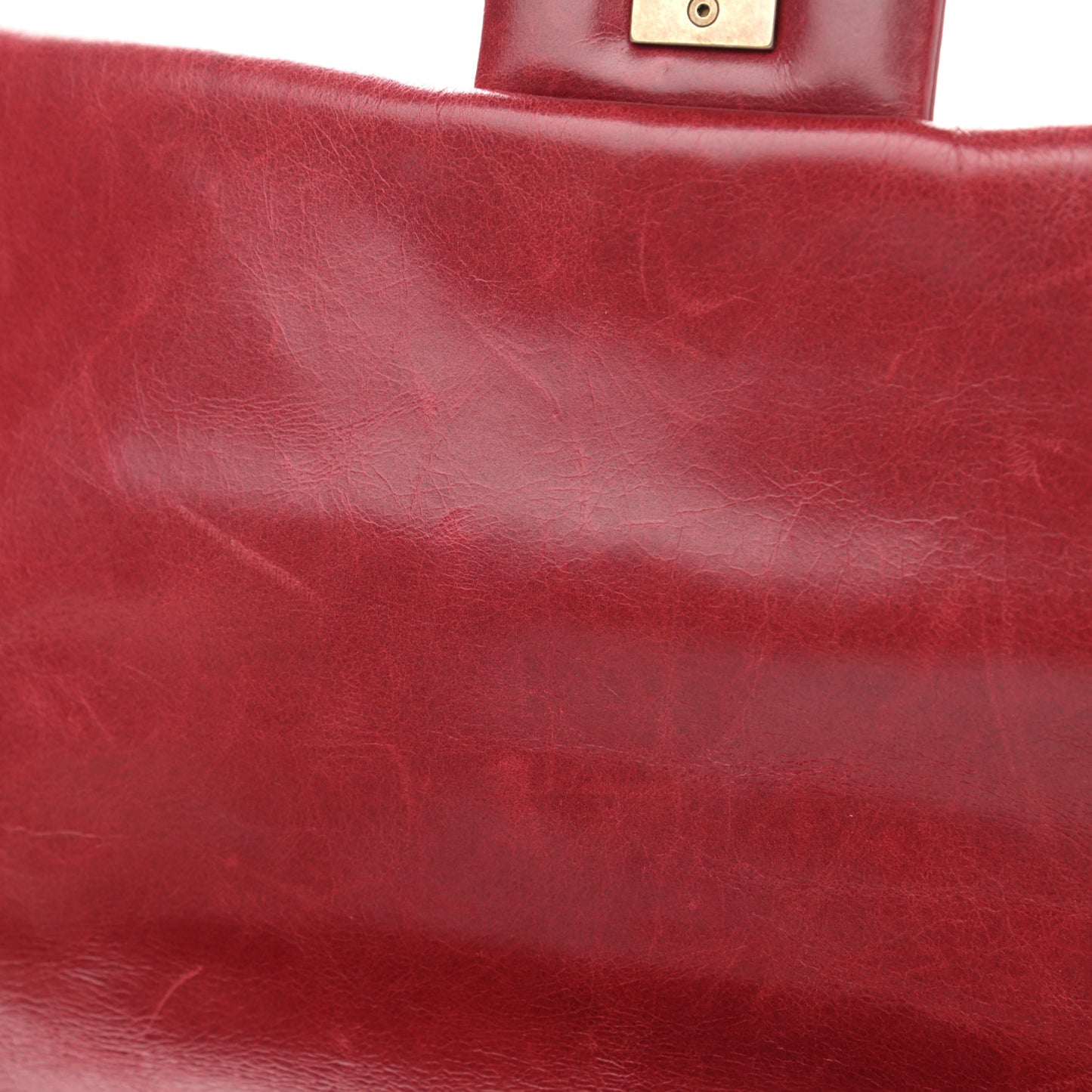 Glazed Calfskin Castle Rock Large Flap Red