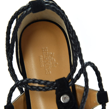 Hermes Suede Gladiator Wrap Sandals 38 Black 8 of 11