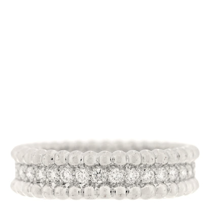 Van Cleef & Arpels 18K White Gold Diamond Perlee 1 Row Ring 55 7.25 3 of 4