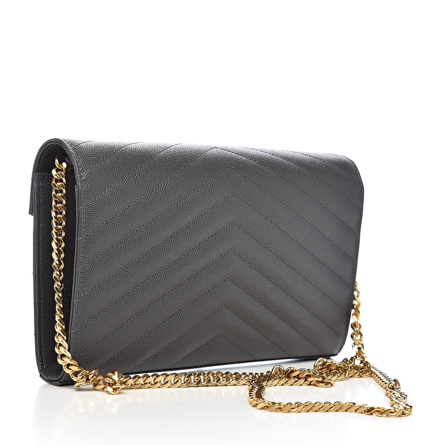 Grain De Poudre Matelasse Chevron Monogram Chain Wallet Earth