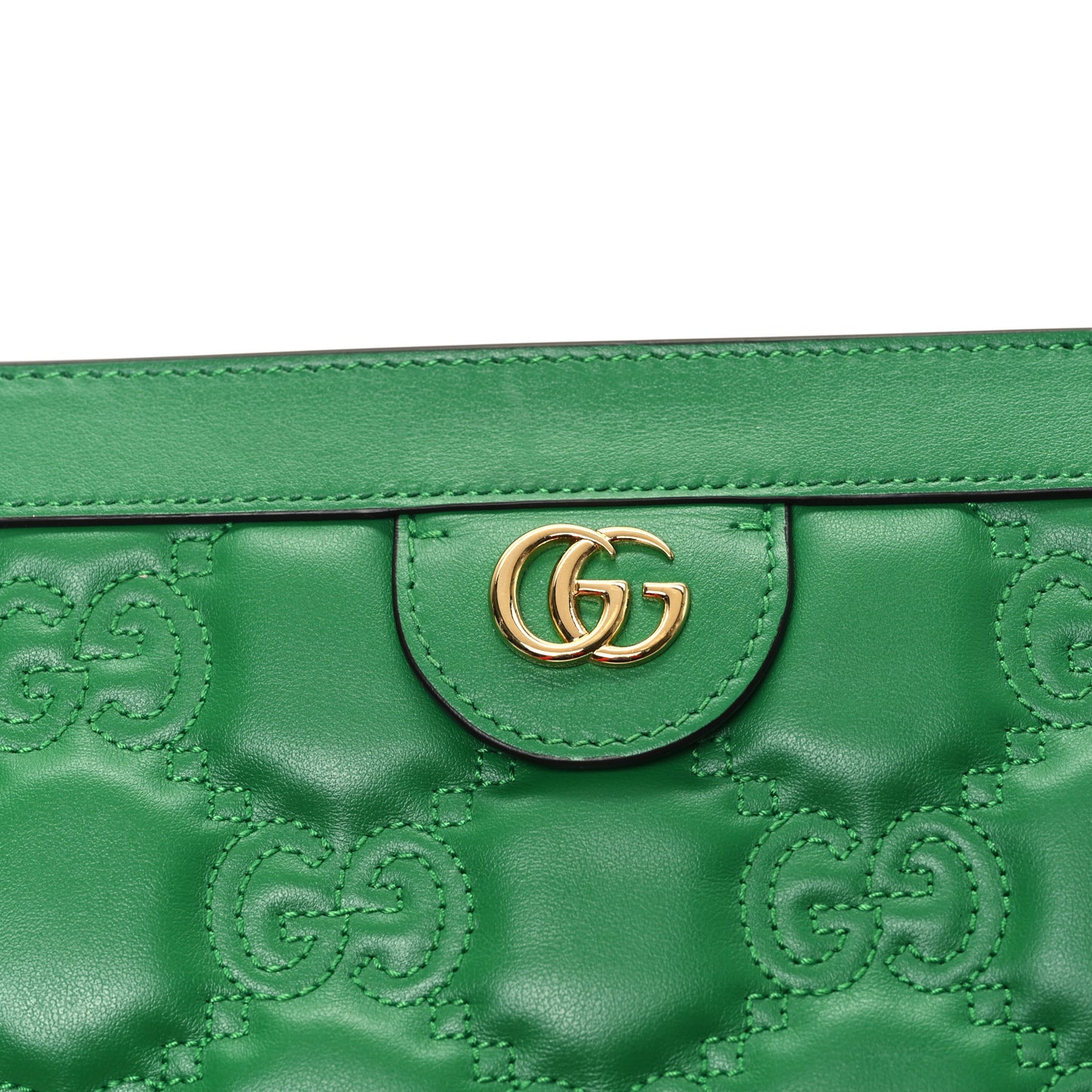 Calfskin GG Matelasse Small Slim Chain Shoulder Bag Spring Green Natural