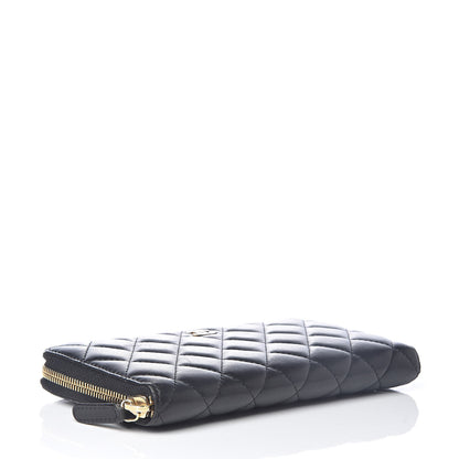 Chanel Lambskin Quilted Large Gusset Zip Around Wallet Black 4 of 11