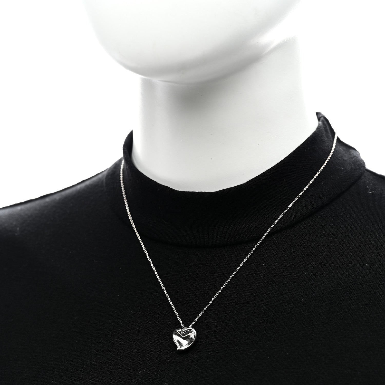 Tiffany Sterling Silver Elsa Peretti Full Heart Pendant Necklace 2 of 4
