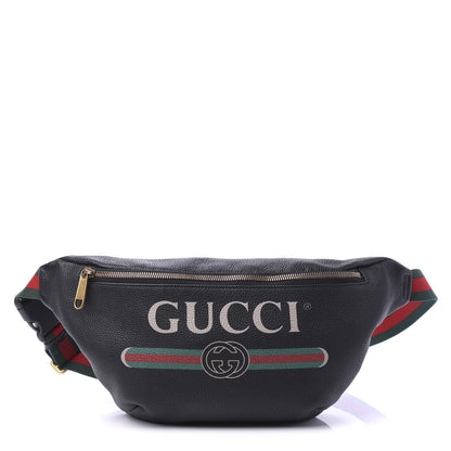 Gucci Grained Calfskin Logo Belt Bag Black 1 of 11