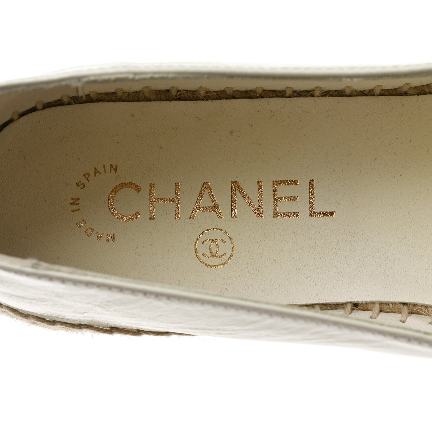 Distressed Patent CC Espadrilles 40 White