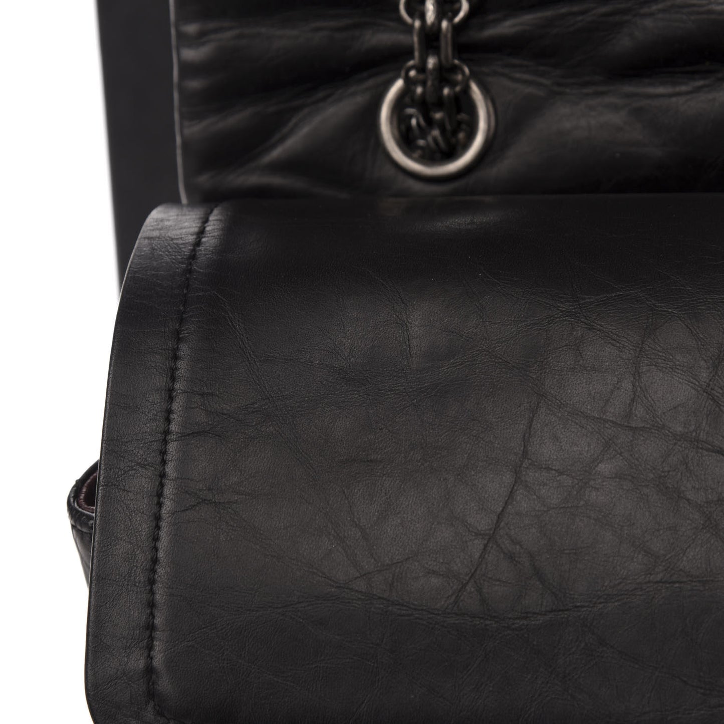 Aged Calfskin Quilted 2.55 Reissue 227 Flap Black