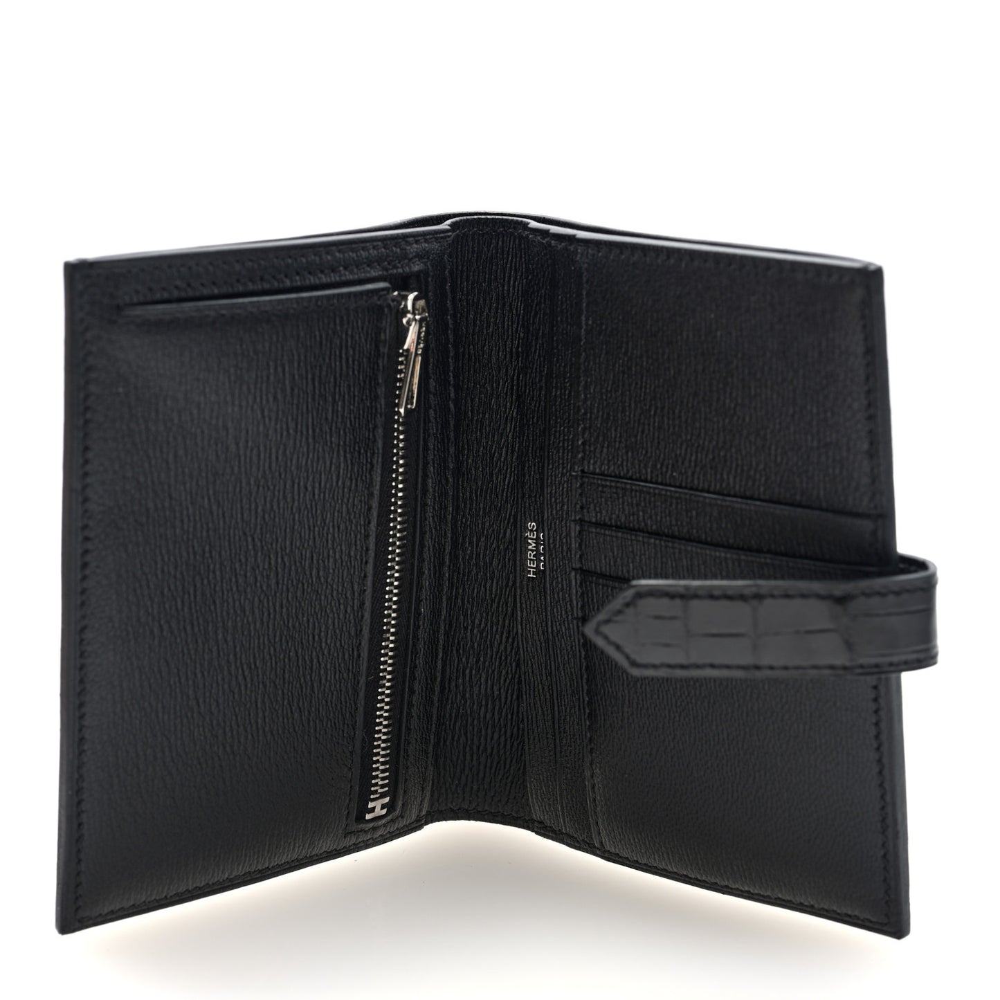 Shiny Alligator Bearn Compact Wallet Black