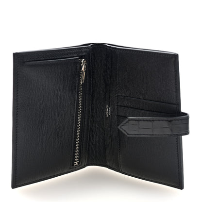 Hermes Shiny Alligator Bearn Compact Wallet Black 5 of 7