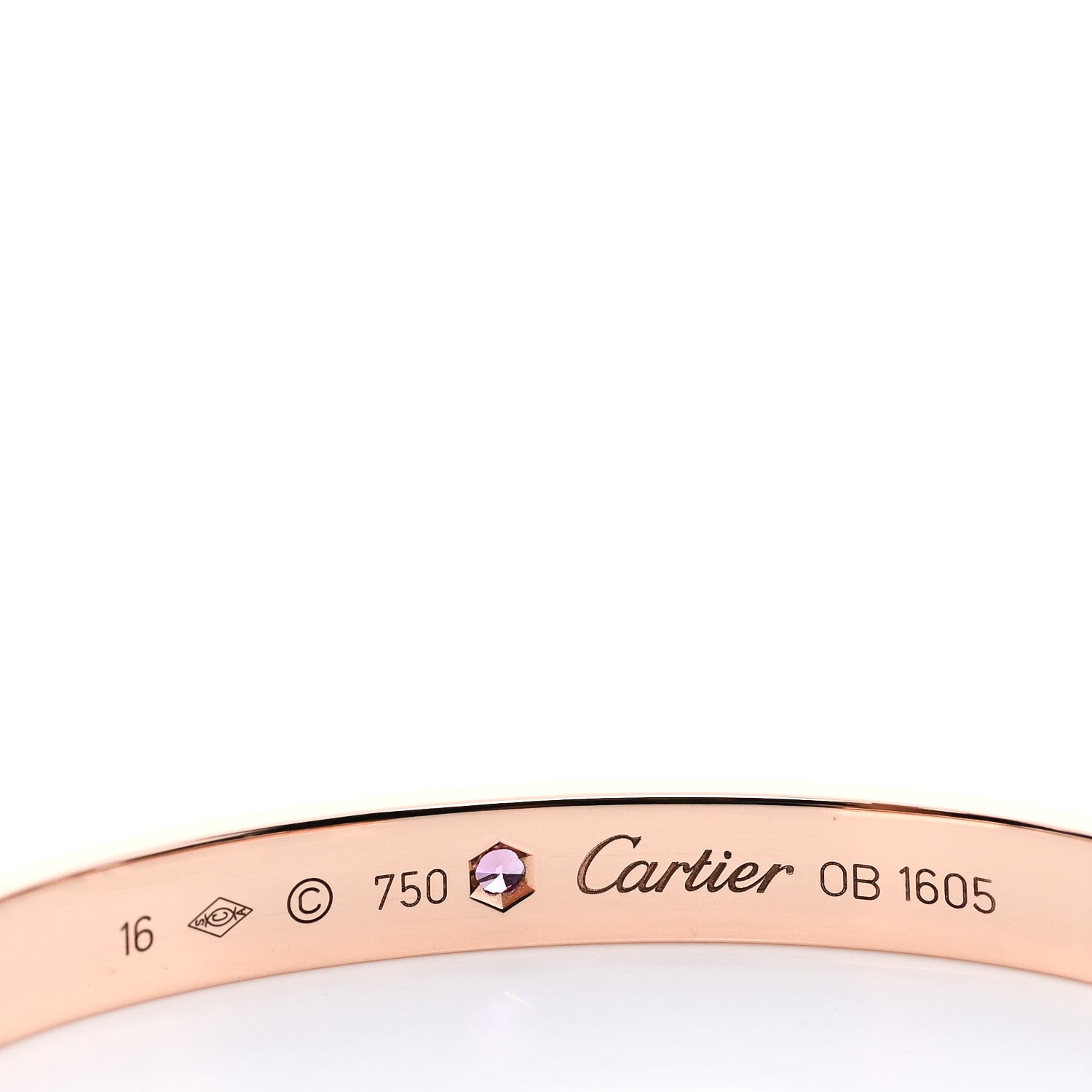 Cartier 18K Pink Gold Pink Sapphire LOVE Cuff Bracelet 16 3 of 3