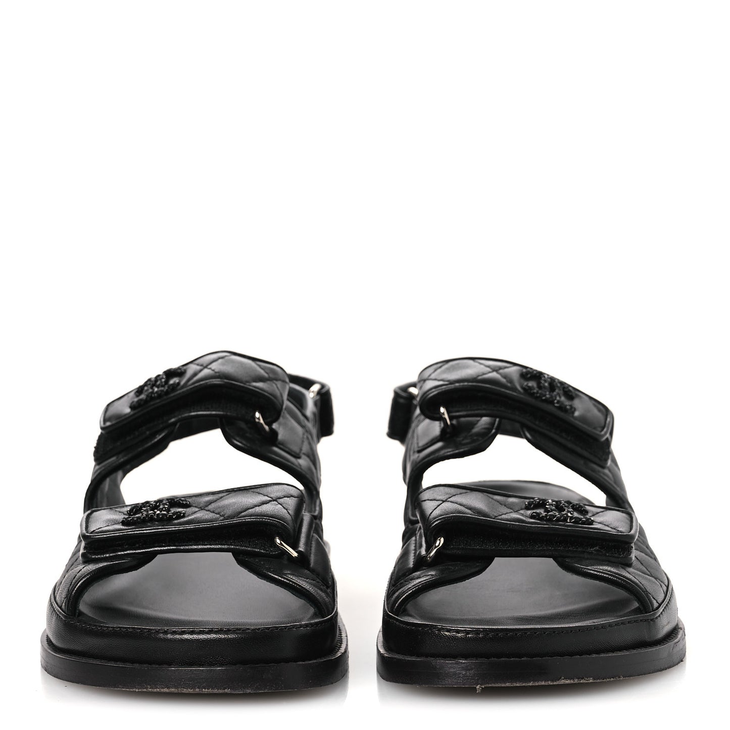 Lambskin Velcro Dad Sandals 39 Black