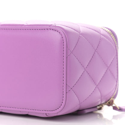 Chanel Lambskin Quilted Pearl Crush Small Vanity Case With Chain Purple 10 of 11