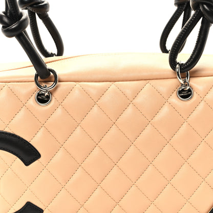 Chanel Calfskin Quilted Large Cambon Bowler Beige Black 8 of 11