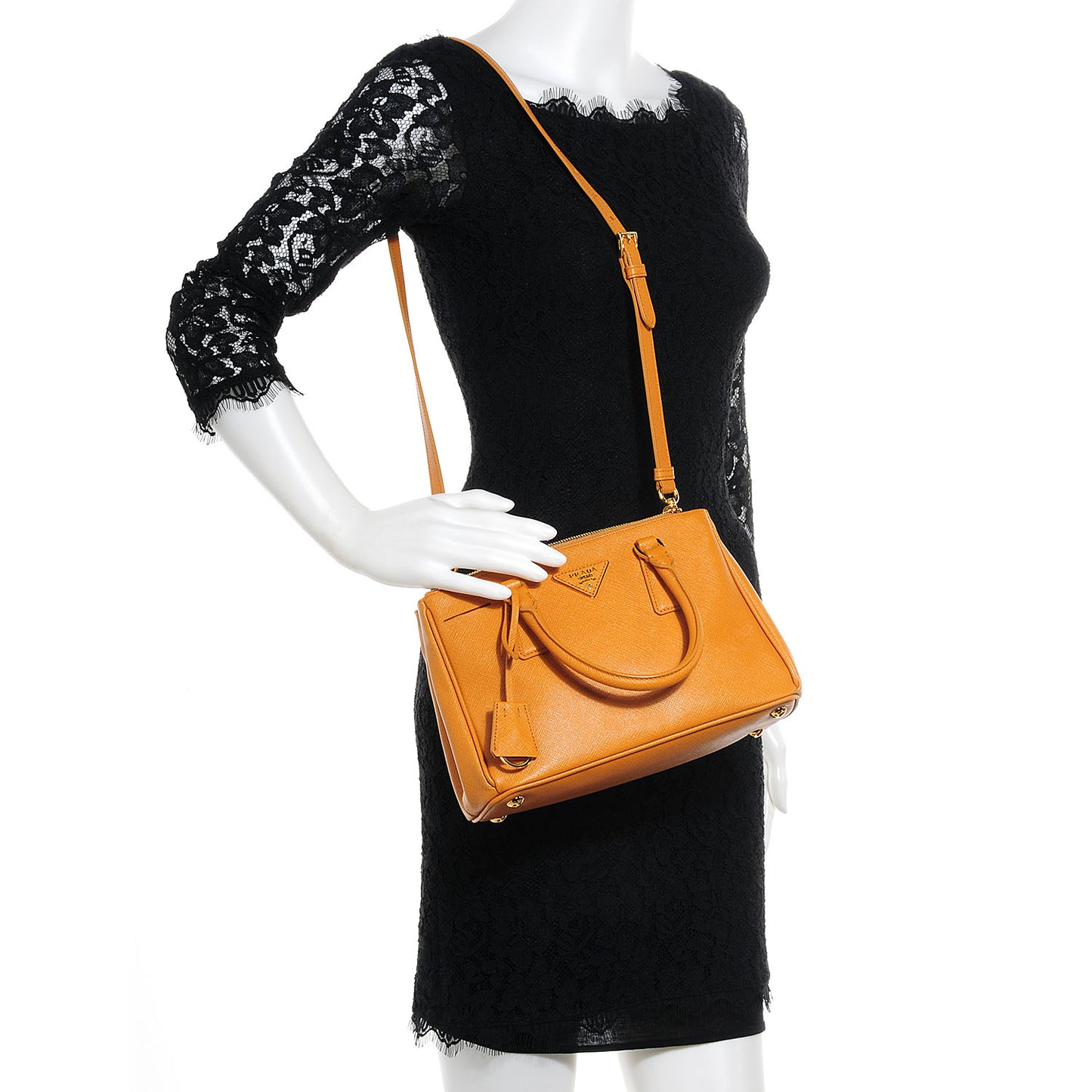 Saffiano Lux Mini Double Zip Tote Ocra