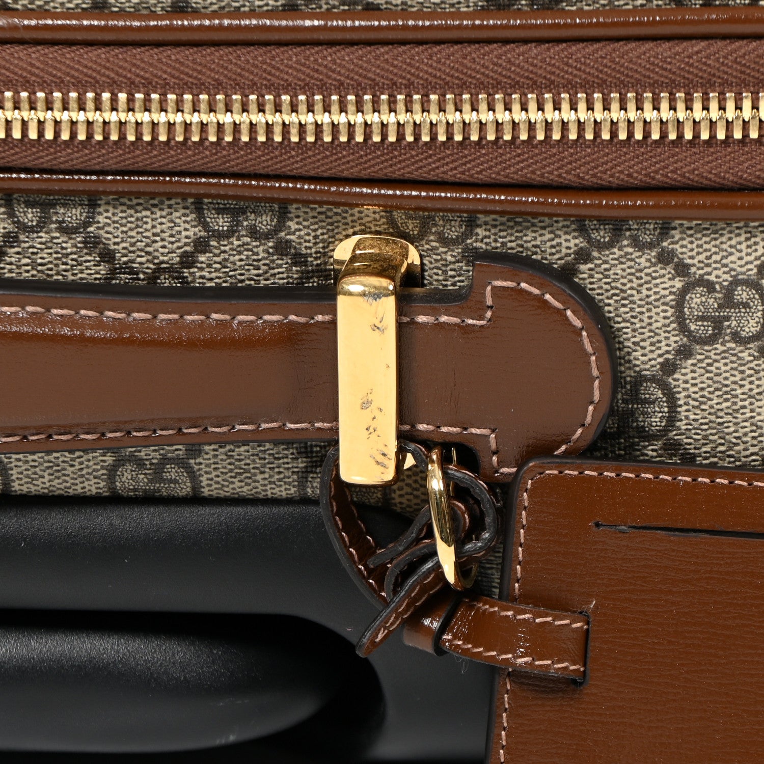 Gucci GG Supreme Monogram Azalea Calfskin Retro Interlocking G Carry On Trolley Beige Ebony Brown Sugar 12 of 12
