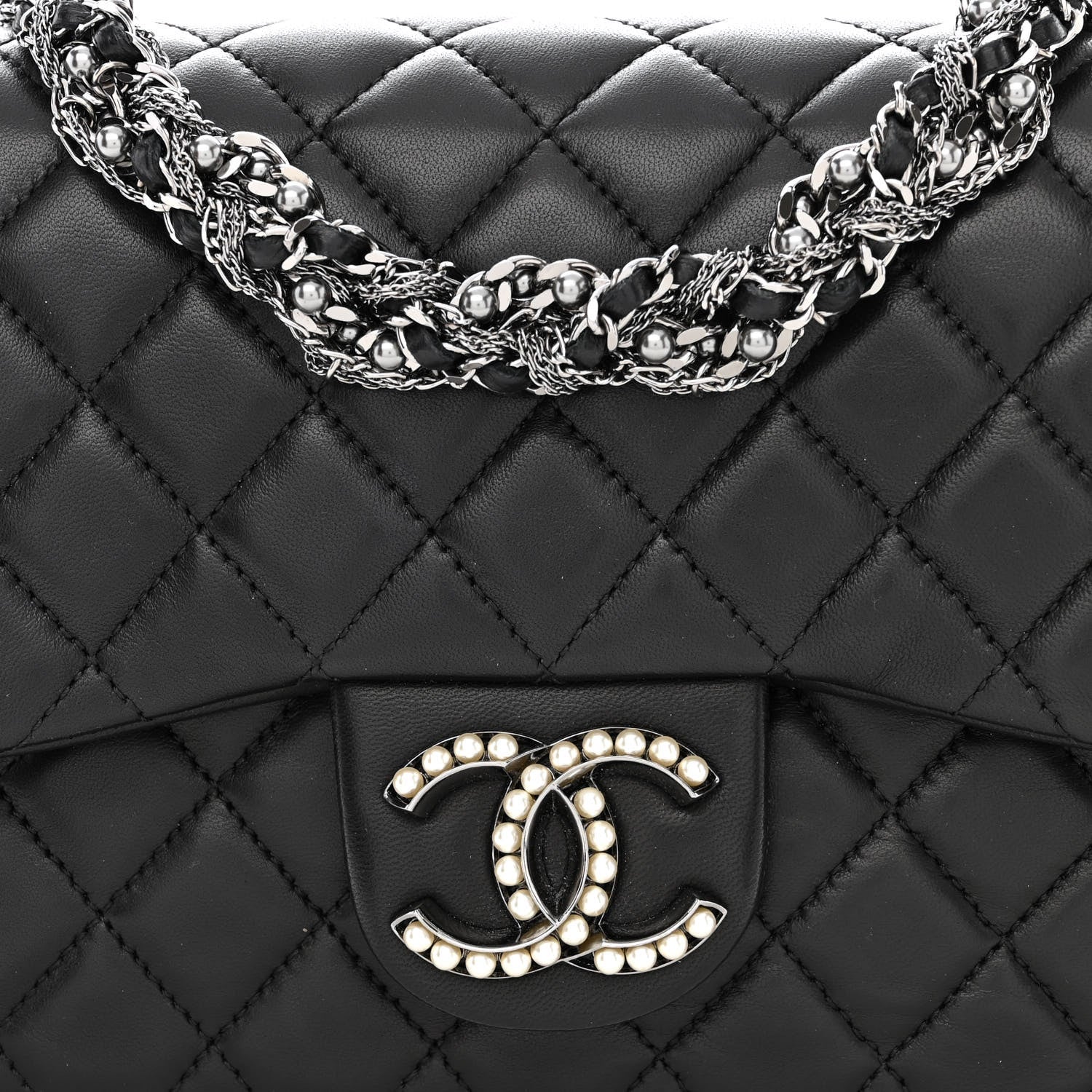 Chanel Lambskin Quilted Medium Westminster Pearl Flap Black 7 of 10