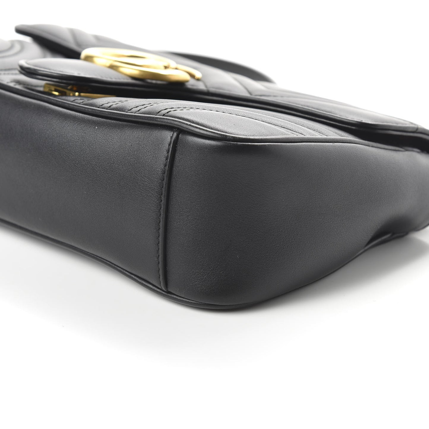 Calfskin Matelasse Small GG Marmont Shoulder Bag Black
