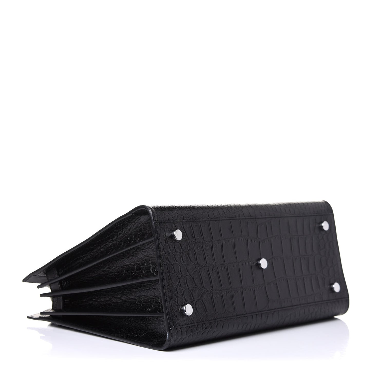 Calfskin Crocodile Embossed Small Sac de Jour Black