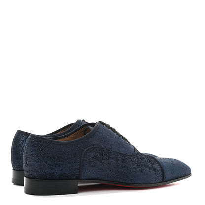 Christian Louboutin Glitter Mens Greggo Orlato Flat Oxfords 40.5 Marine 4 of 7