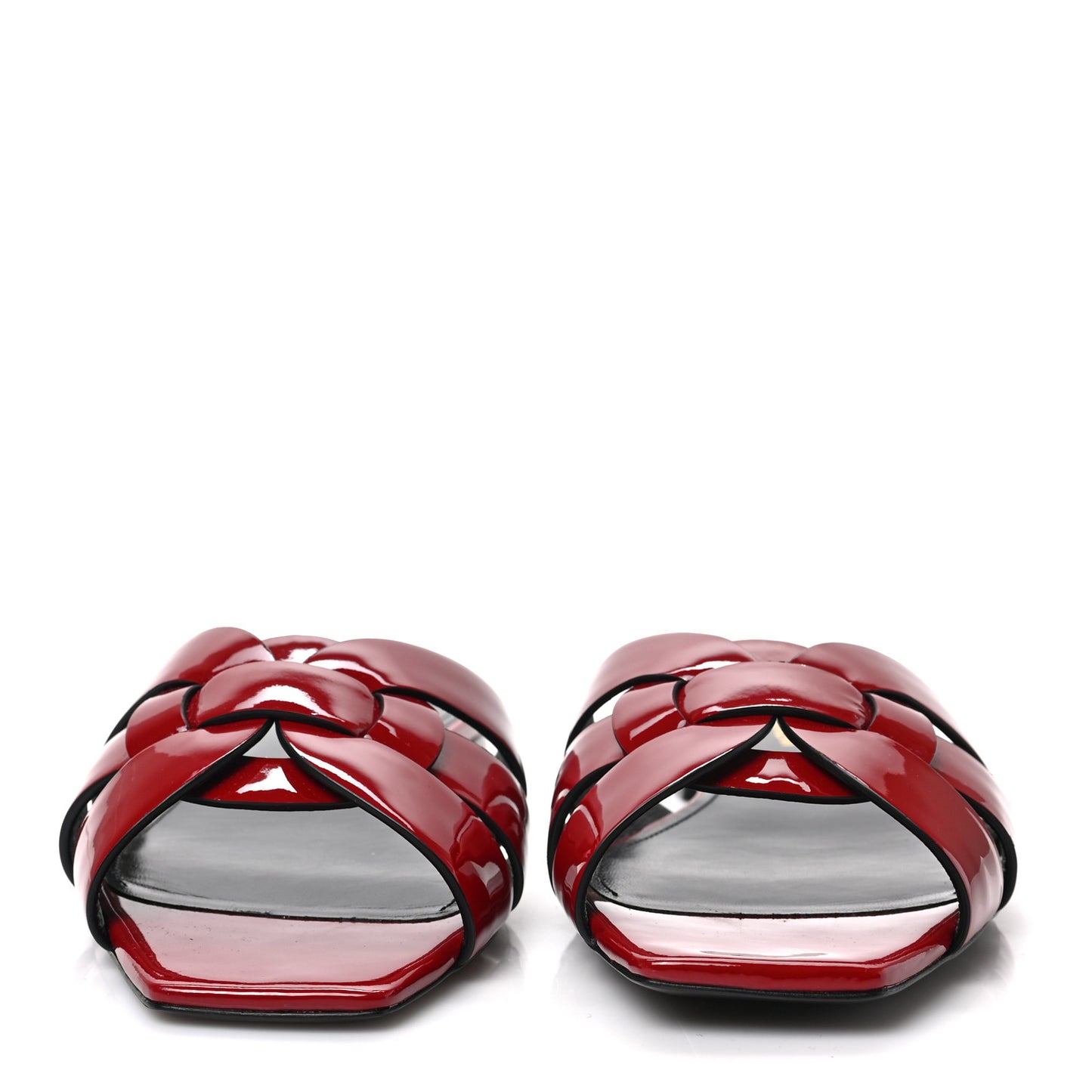 Patent Calfskin Nu Pied 05 Slide Sandals 38 Red