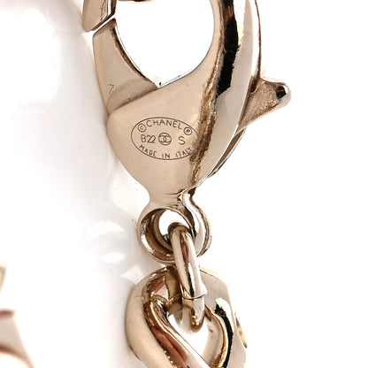 Chanel Enamel Metal CC Chain Bracelet Gold White 4 of 5