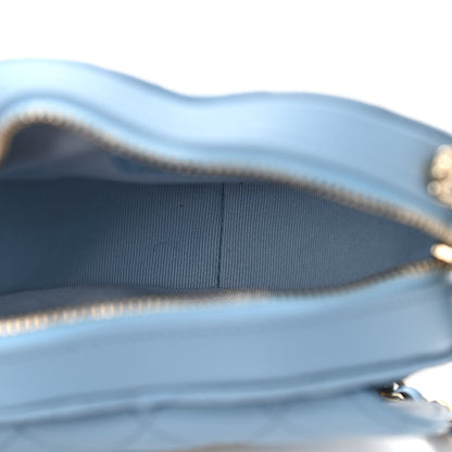Chanel Lambskin Quilted CC In Love Heart Clutch With Chain Light Blue 5 of 11
