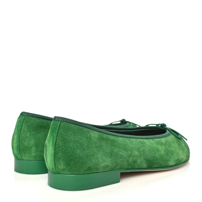 Chanel Suede Patent Cap Toe CC Ballerina Flats 37.5 Green 5 of 10