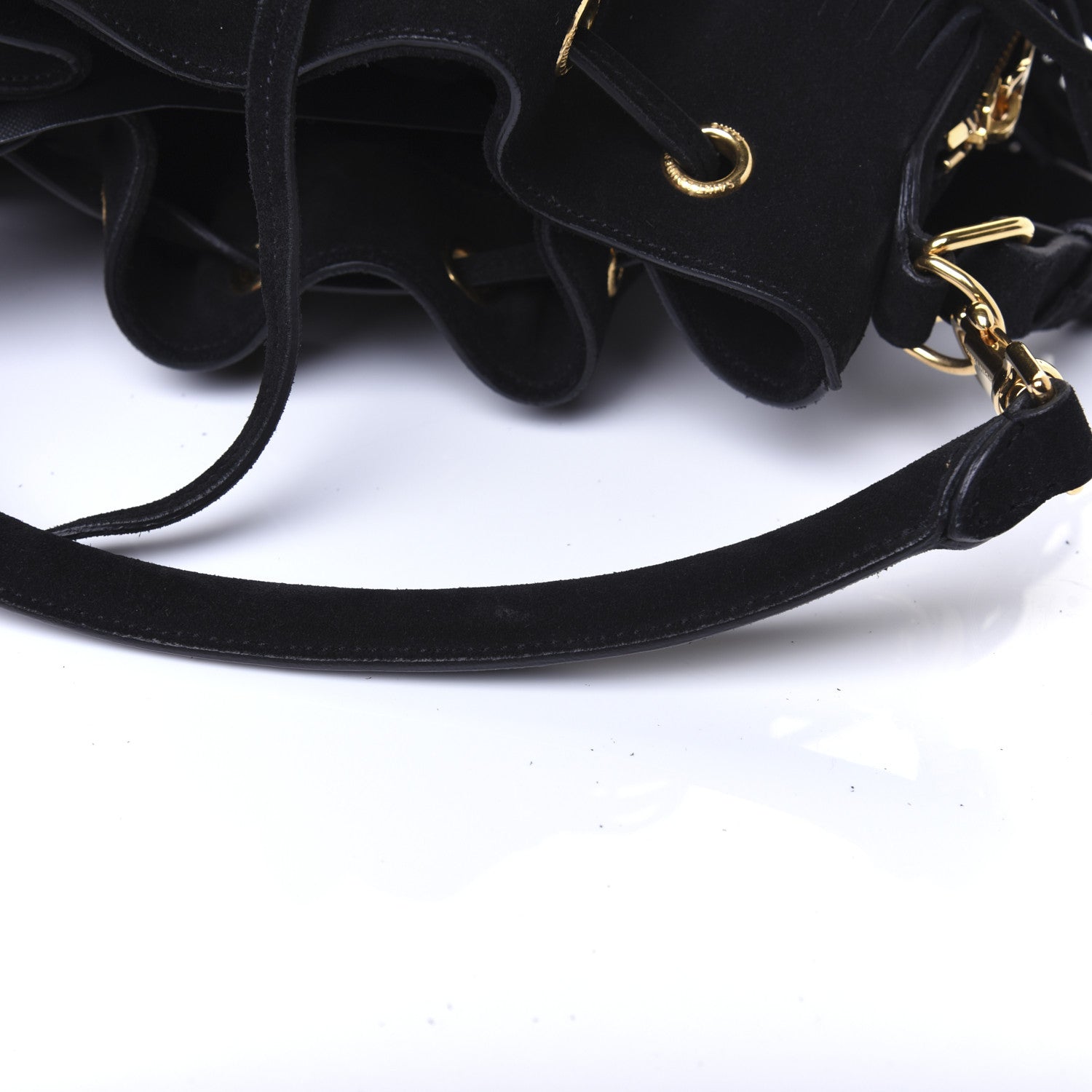 Saint Laurent Suede Calfskin Medium Emmanuelle Fringe Bucket Bag Black 14 of 14
