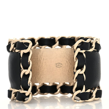 Chanel Lambskin Chain CC Cuff Black Gold 3 of 4