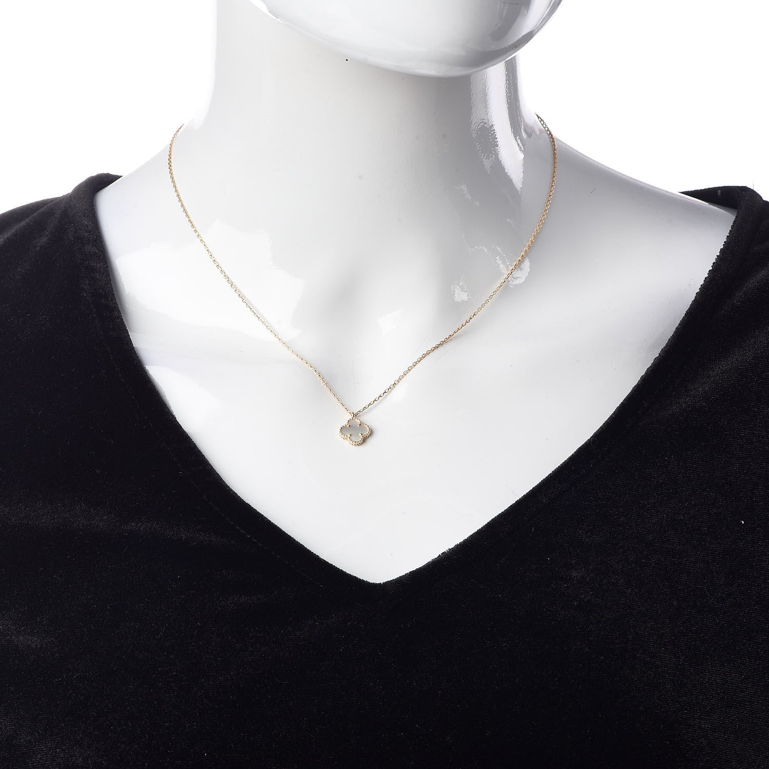Van Cleef & Arpels 18K Yellow Gold Mother of Pearl Sweet Alhambra Pendant Necklace 2 of 8