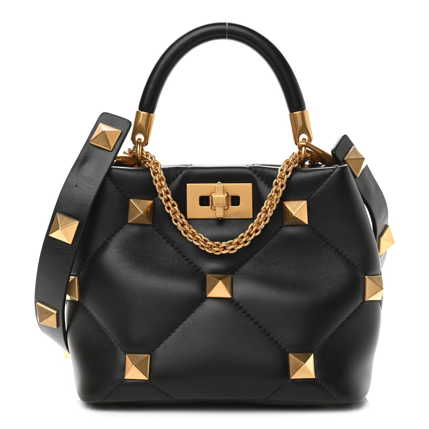 Nappa Small Roman Stud The Handle Bag Black