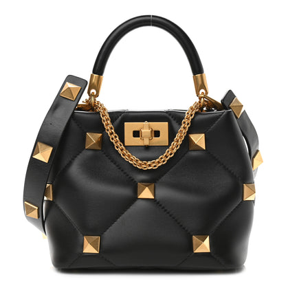 Valentino Garavani Nappa Small Roman Stud The Handle Bag Black 1 of 9