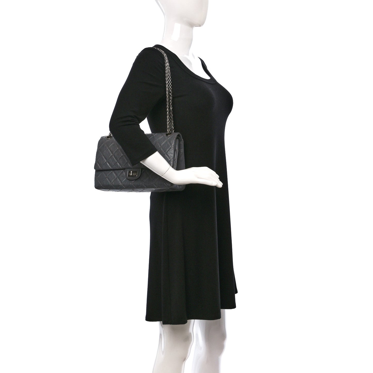 Aged Calfskin Quilted 2.55 Reissue 226 Flap Grey