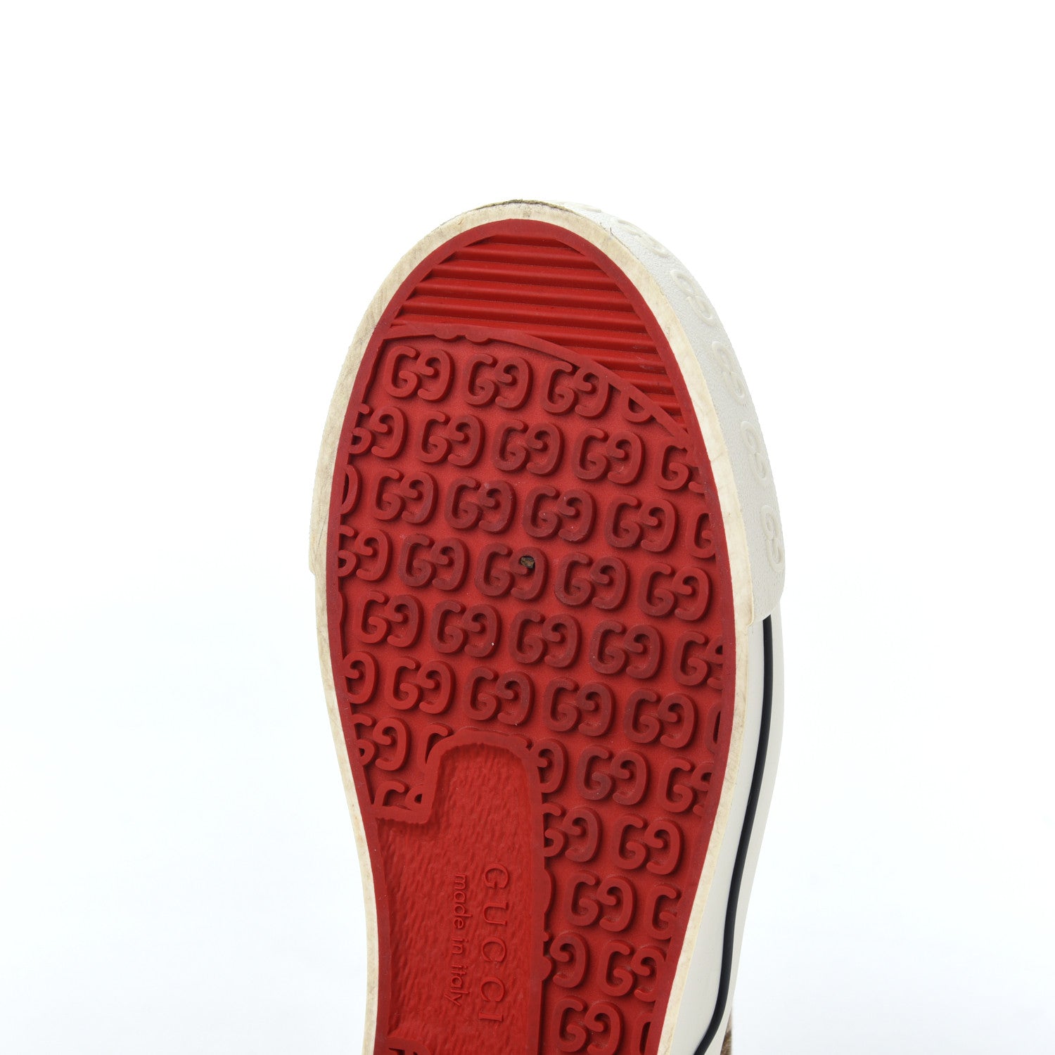 Gucci GG Monogram Womens 1977 Tennis Slip On 30mm Sneakers 38 Beige Ebony Mystic White 13 of 17