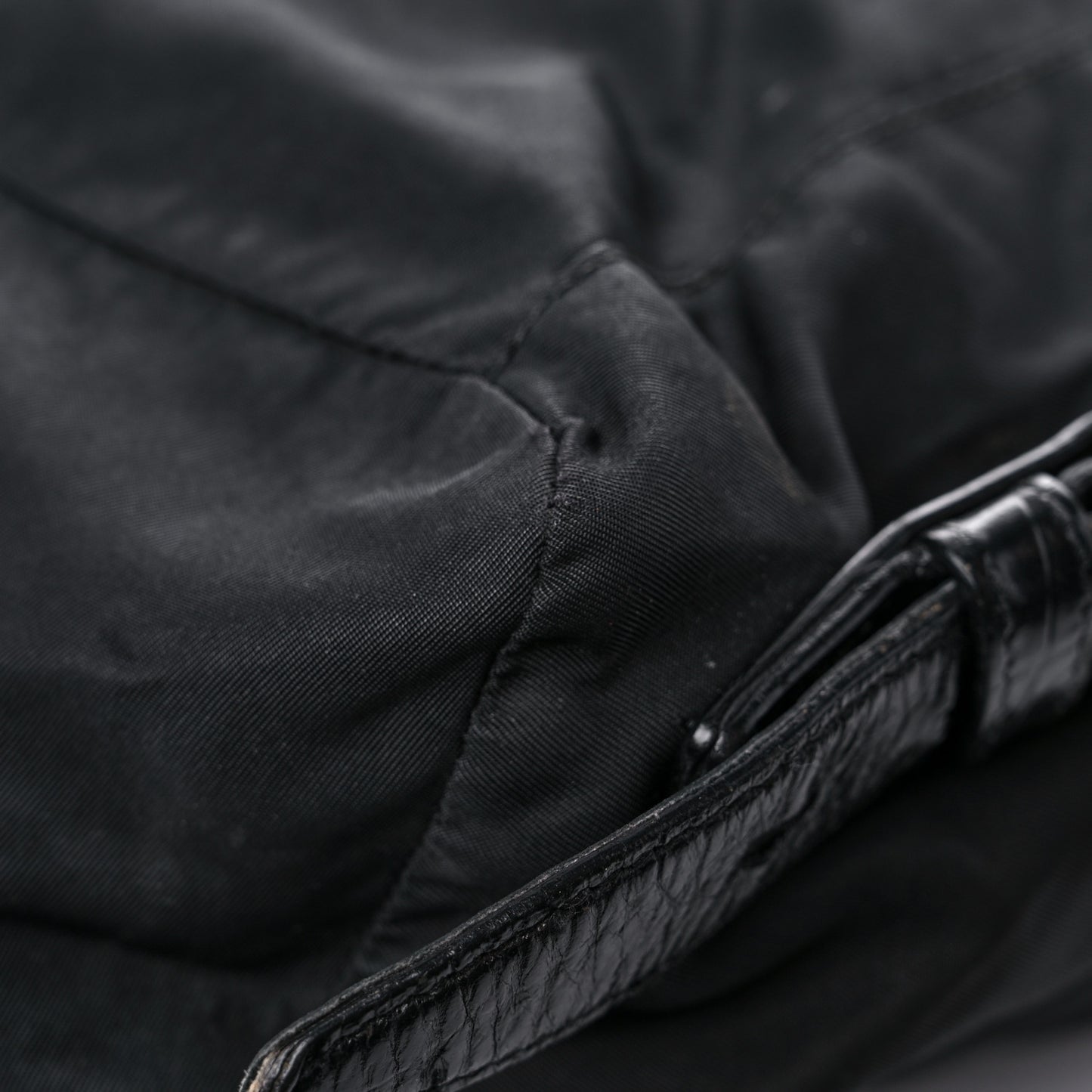 Tessuto Nylon Crocodile Embossed Calfskin Cinch Backpack Black