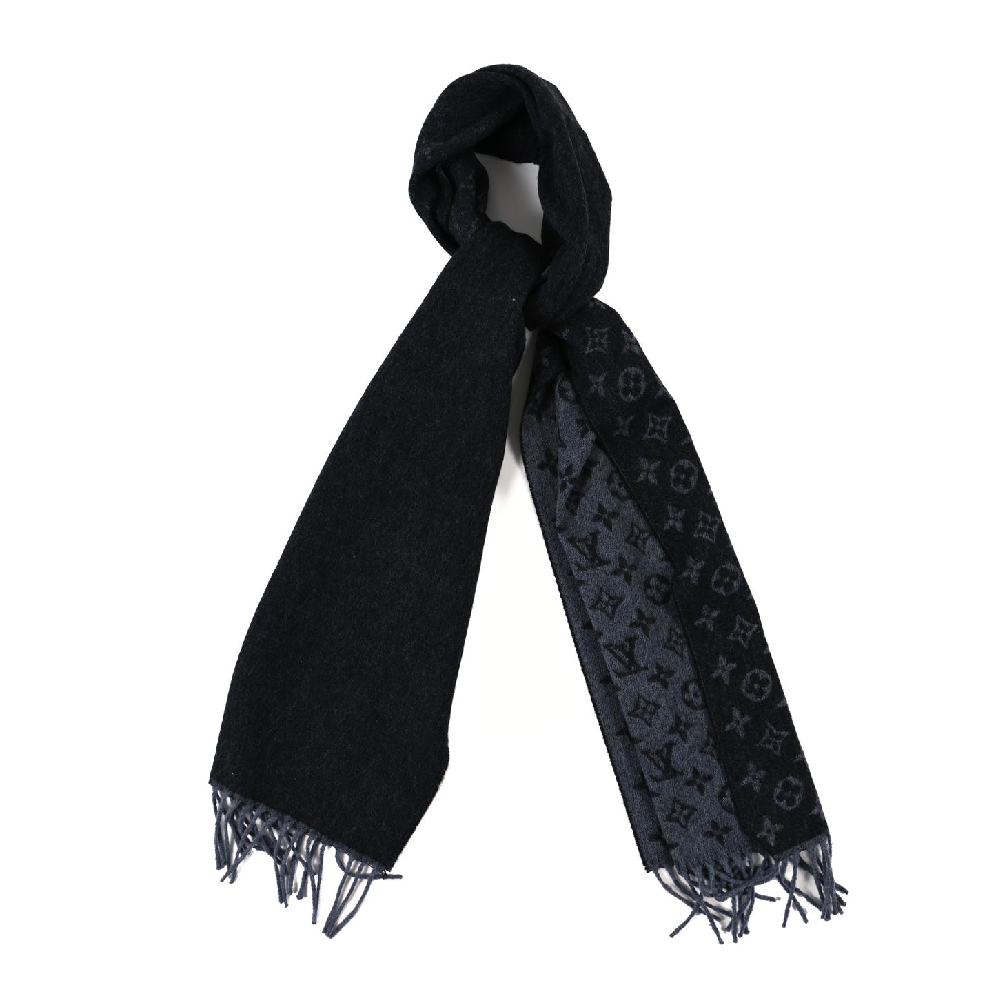 Cashmere Wool Monogram Gradient Scarf Black