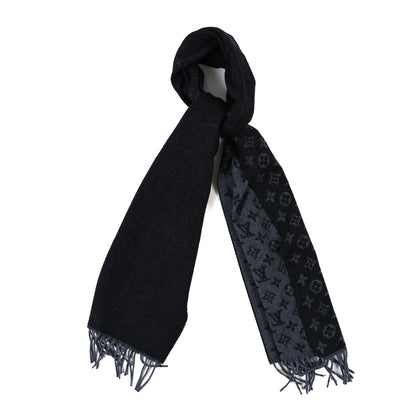 Louis Vuitton Cashmere Wool Monogram Gradient Scarf Black 1 of 3