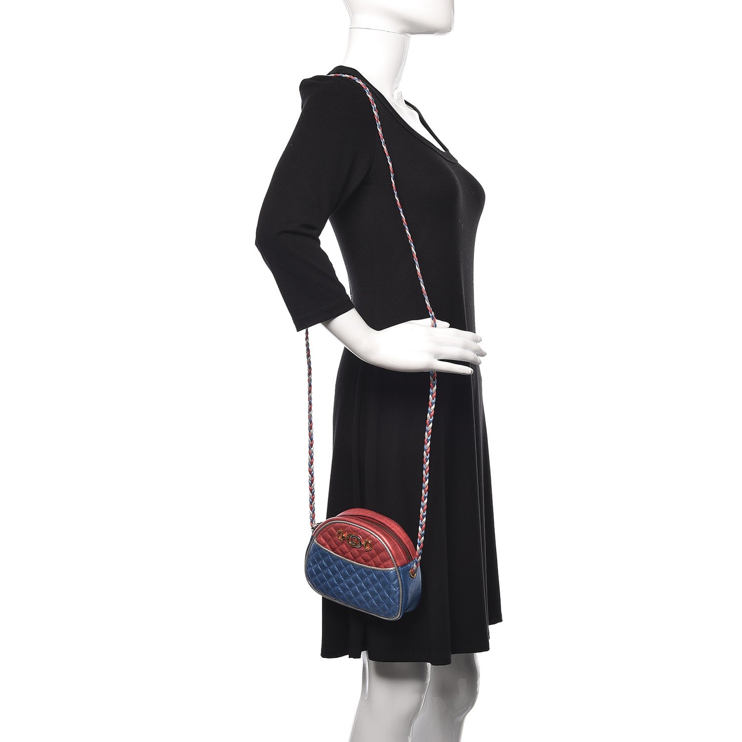 Laminated Nappa Trapuntata Mini Zumi Dome Shoulder Bag Rosso Marine Argento