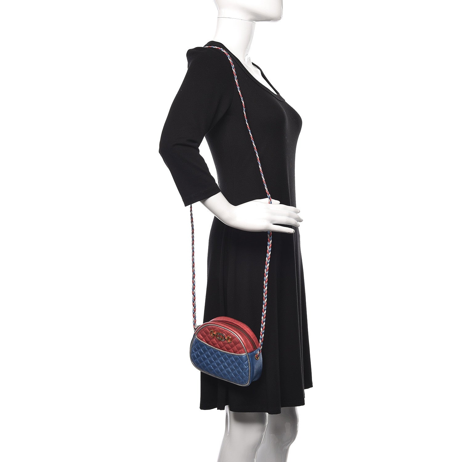 Gucci Laminated Nappa Trapuntata Mini Zumi Dome Shoulder Bag Rosso Marine Argento 2 of 13