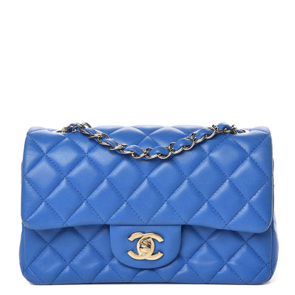 Chanel Lambskin Quilted Mini Rectangular Flap Blue 1 of 14