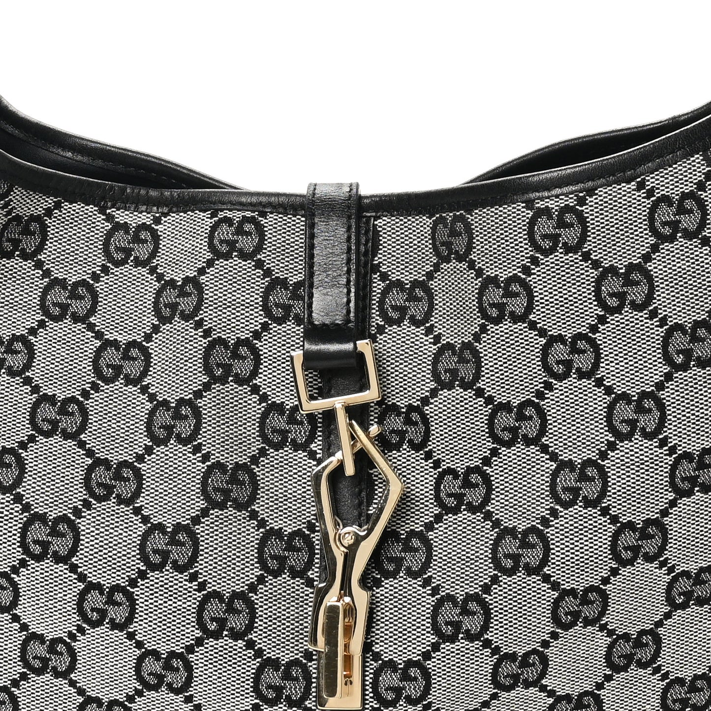 Monogram Lobster Clasp Jackie O Hobo Black