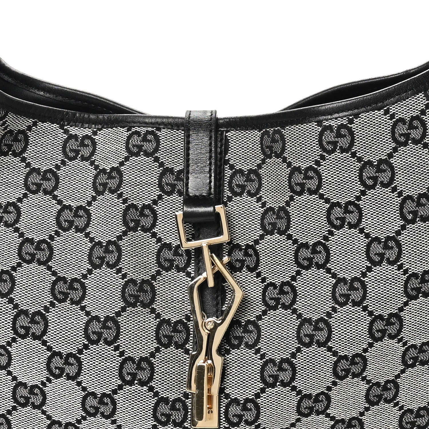 Gucci Monogram Lobster Clasp Jackie O Hobo Black 8 of 11